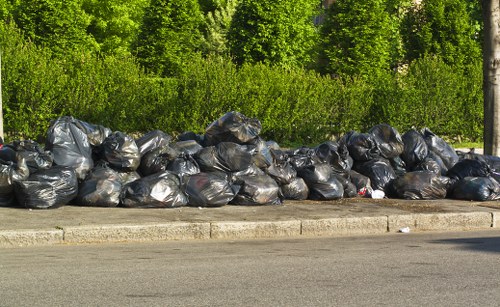 Residential property with a skip for waste removal